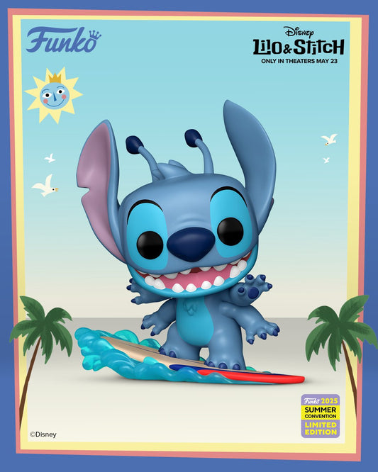 Lilo & Stitch - Stitch on Surfboard 2025 Summer Convention Exclusive Funko Pop!
