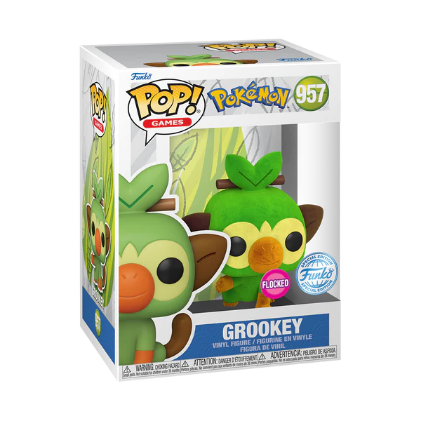Pokemon - Grookey Flocked Funko Pop!