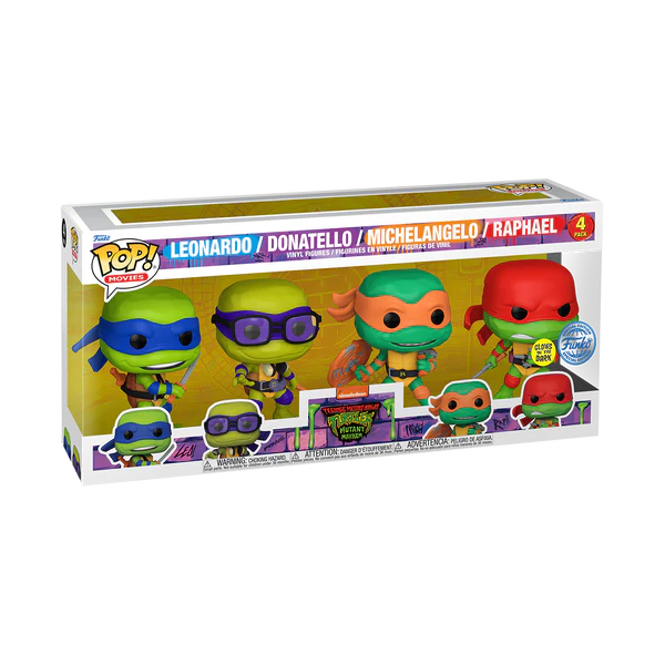 Teenage Mutant Ninja Turtles: Mutant Mayhem (2023) - Exclusive Glow 4-Pack Funko Pop!