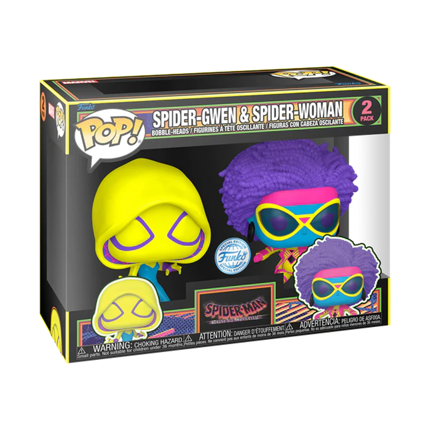 Spider-Man: Across The Spider-verse - Spider-Gwen and Spider-Woman Blacklight Funko Pop! 2-Pack