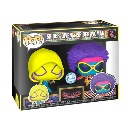 Spider-Man: Across The Spider-verse - Spider-Gwen and Spider-Woman Blacklight Funko Pop! 2-Pack