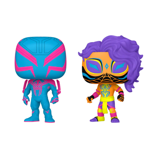 Spider-Man: Across The Spider-verse - Spider-Man 2099 and Spider-Man India Blacklight Funko Pop! 2-Pack