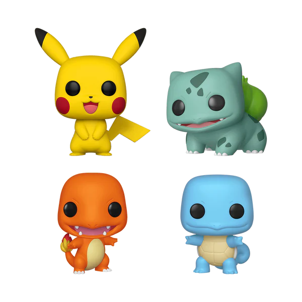 Pokemon - Starters (Gen 1) Pikachu, Bulbasaur, Charmander & Squirtle Funko Pop! 4-pack