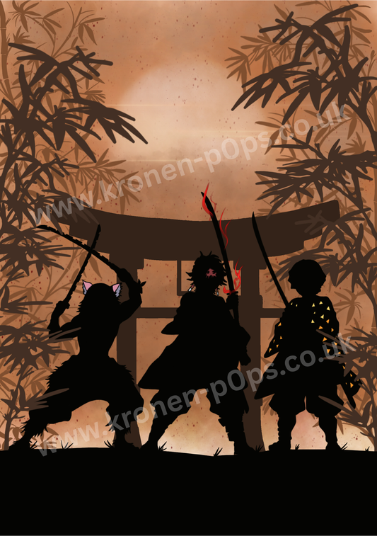 Sunset Trio Silhouette A5 Art Print