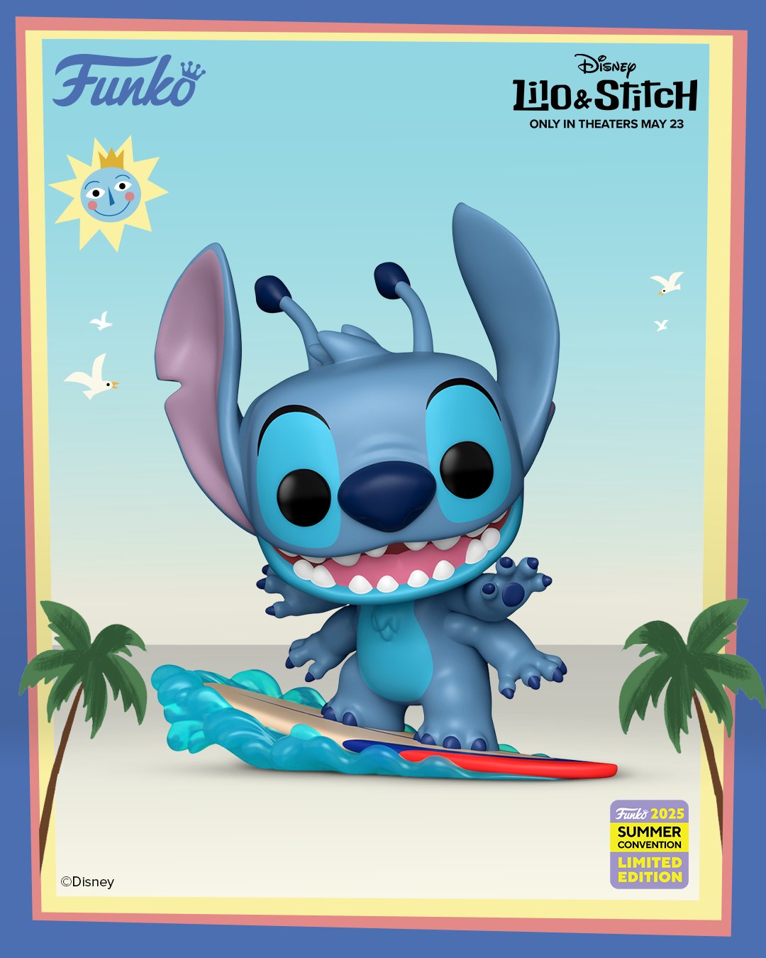 Lilo & Stitch - Stitch on Surfboard 2025 Summer Convention Exclusive Funko Pop!