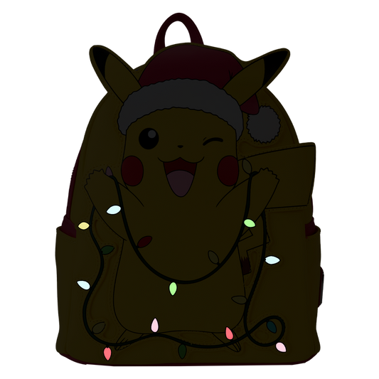 Loungefly Pokémon Santa Pikachu Christmas Lights Light Up Mini Backpack