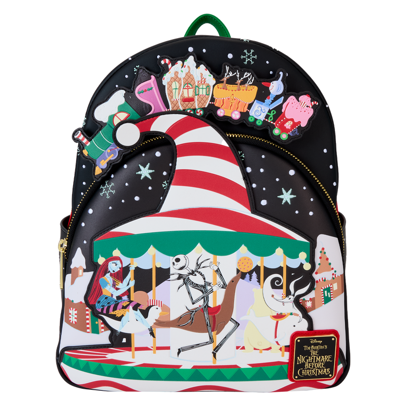 Loungefly The Nightmare Before Christmas Candy Cane Carousel Glow Mini Backpack