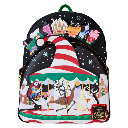 Loungefly The Nightmare Before Christmas Candy Cane Carousel Glow Mini Backpack