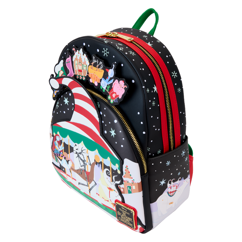 Loungefly The Nightmare Before Christmas Candy Cane Carousel Glow Mini Backpack