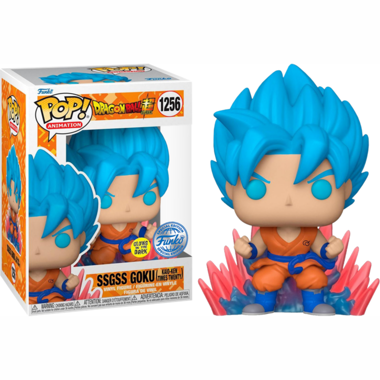 Dragon Ball Super - SSGSS Goku (Kaio-Ken Times Twenty) Glow Funko Pop! (DAMAGED BOX)