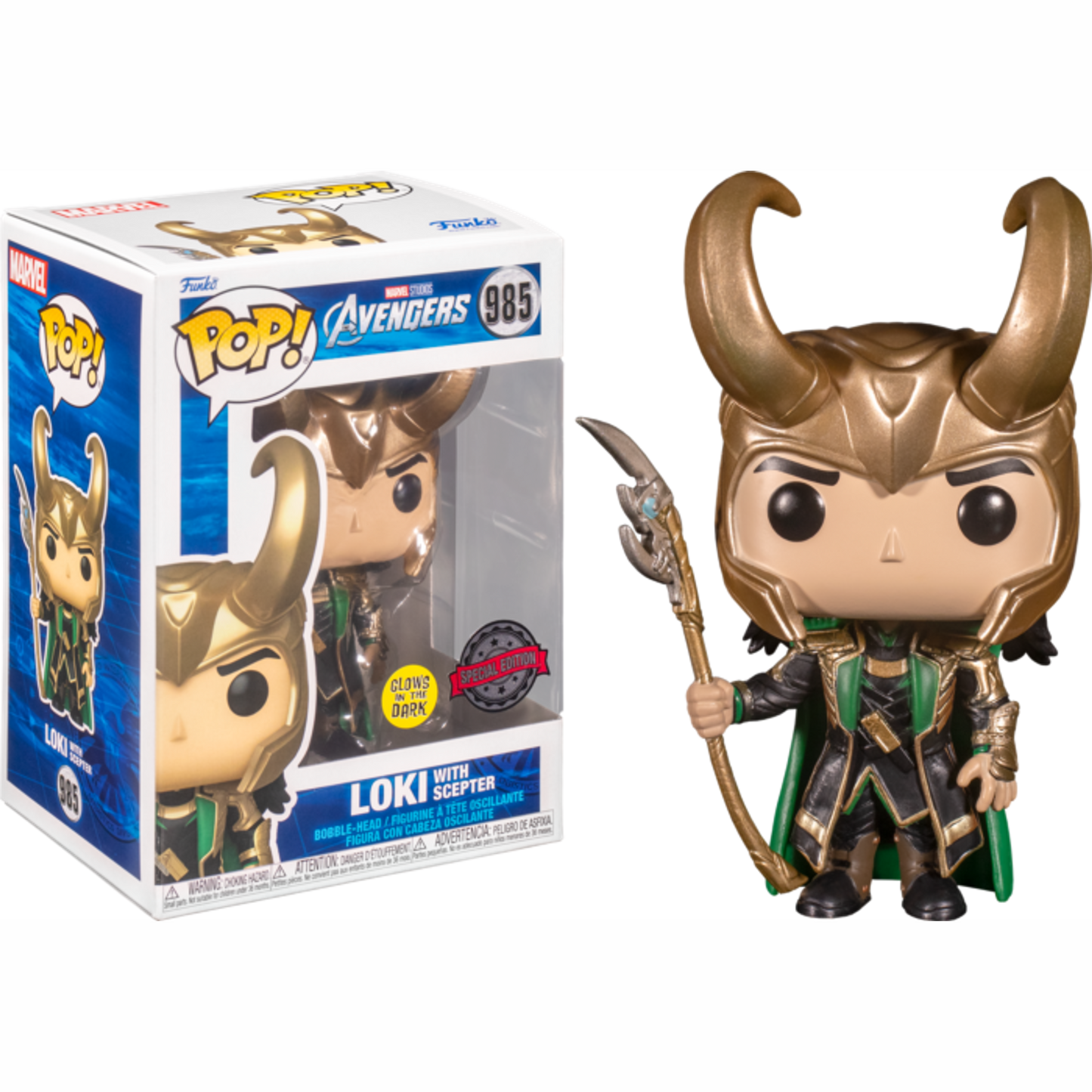 The Avengers - Loki with Scepter Glow Funko Pop! (DAMAGED BOX)