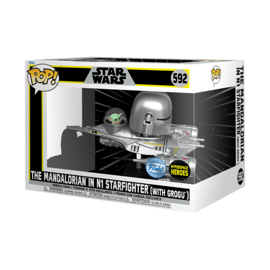 Star Wars: The Mandalorian - The Mandalorian in N1 Starfighter (with Grogu) Funko Pop! Ride