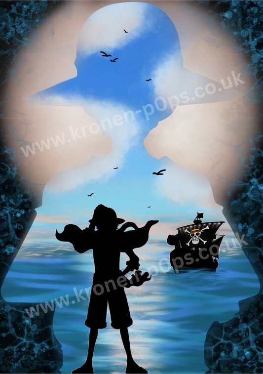 Straw Hat Silhouette Inspired A5 Art Print