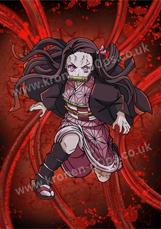 Demon Girl Battle Stance A5 Art Print