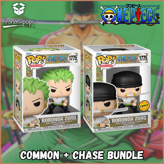 One Piece - Roronoa Zoro (Two Sword Style) Common + Chase (Three Sword Style) Funko Pop! Bundle