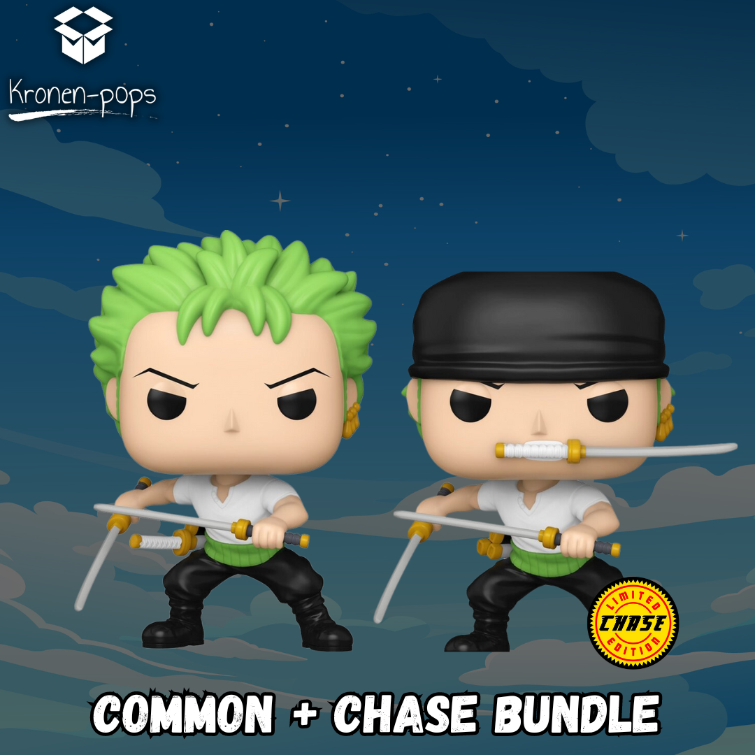 One Piece - Roronoa Zoro (Two Sword Style) Common + Chase (Three Sword Style) Funko Pop! Bundle