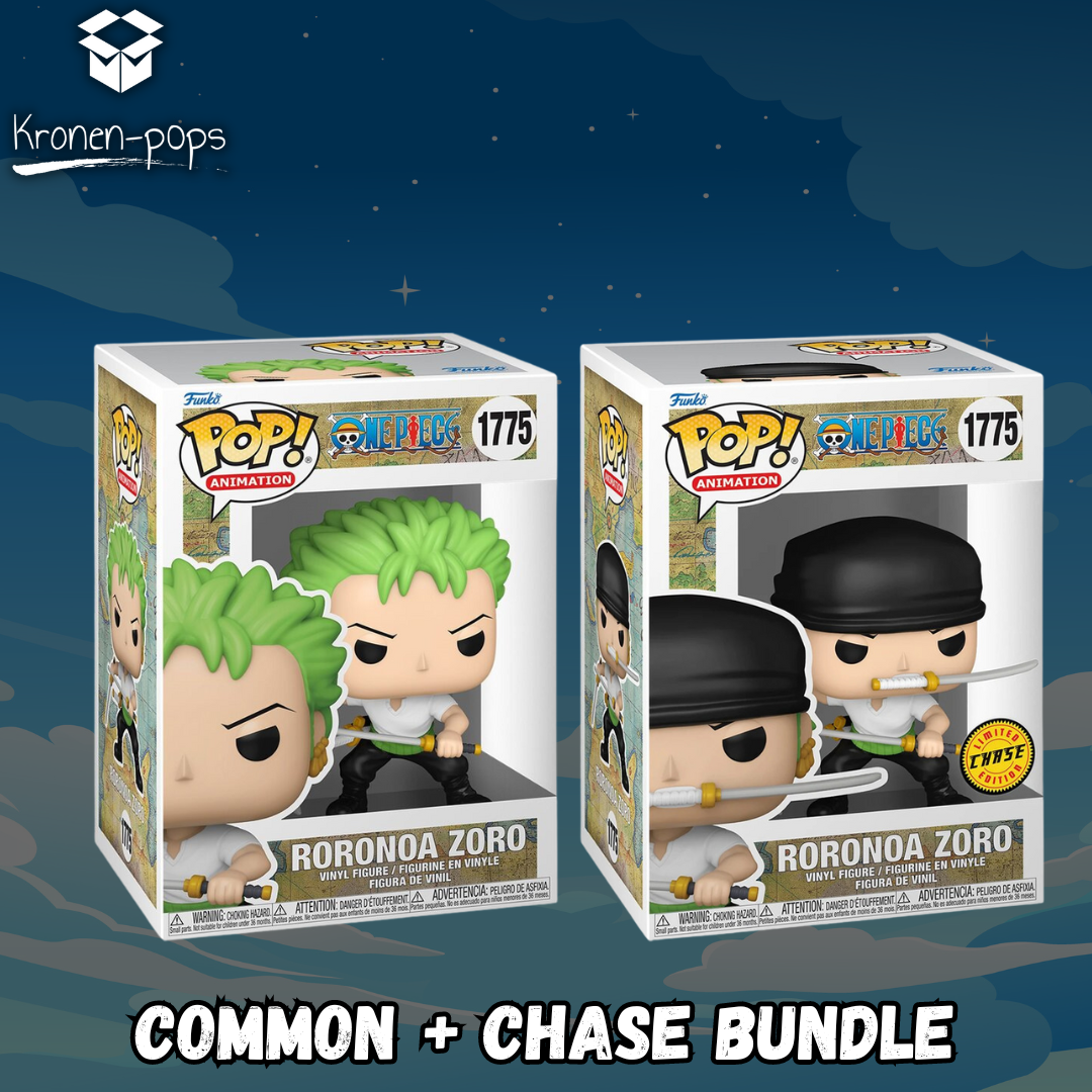 One Piece - Roronoa Zoro (Two Sword Style) Common + Chase (Three Sword Style) Funko Pop! Bundle