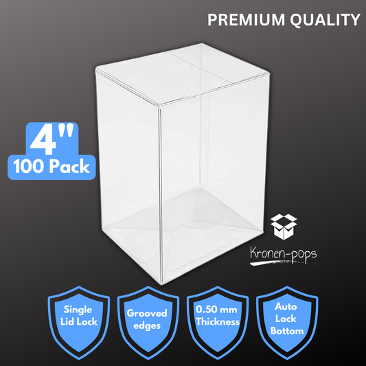 Kronen-p0ps 4" 0.50mm Premium Funko Pop! Protectors - Pack of 100