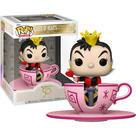 Disney World: 50th Anniversary - Queen of Hearts with Mad Tea Party Teacup Attraction Funko Pop! Rides Vinyl Figure